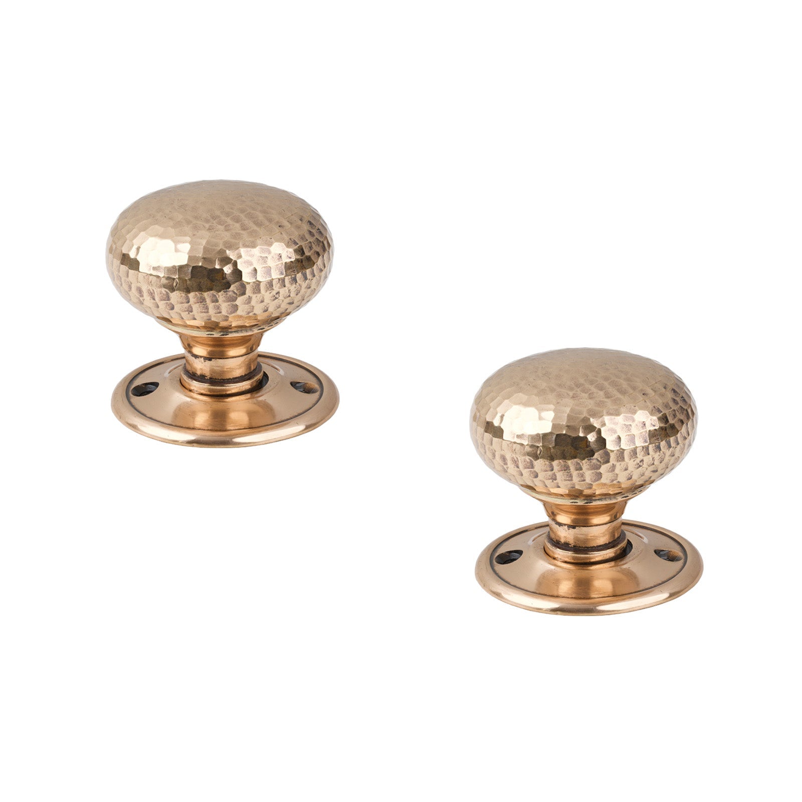 SHOW Polished Bronze Hammered Mushroom Mortice Knobs