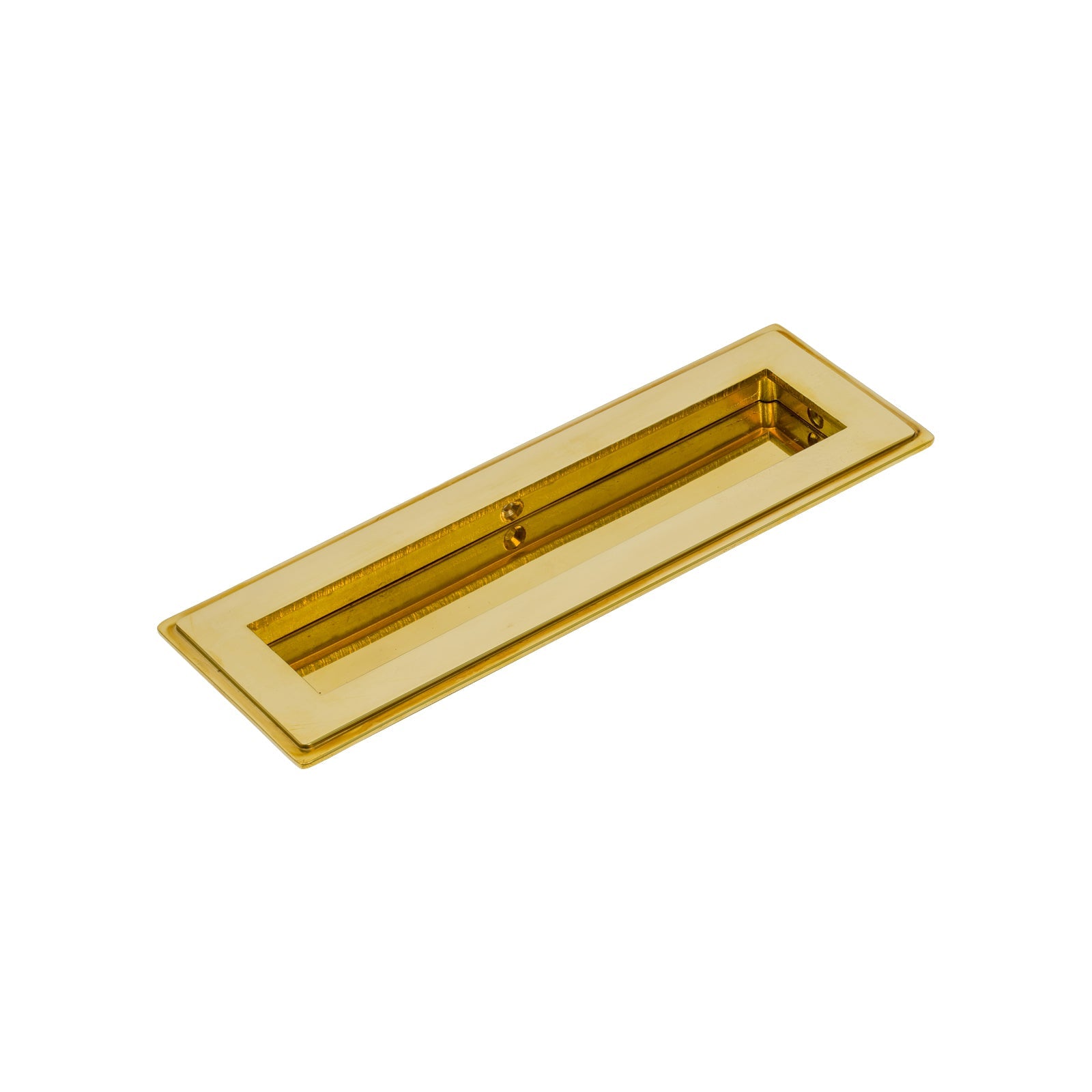 175mm Polished Brass Art Deco Rectangular Flush Pull 