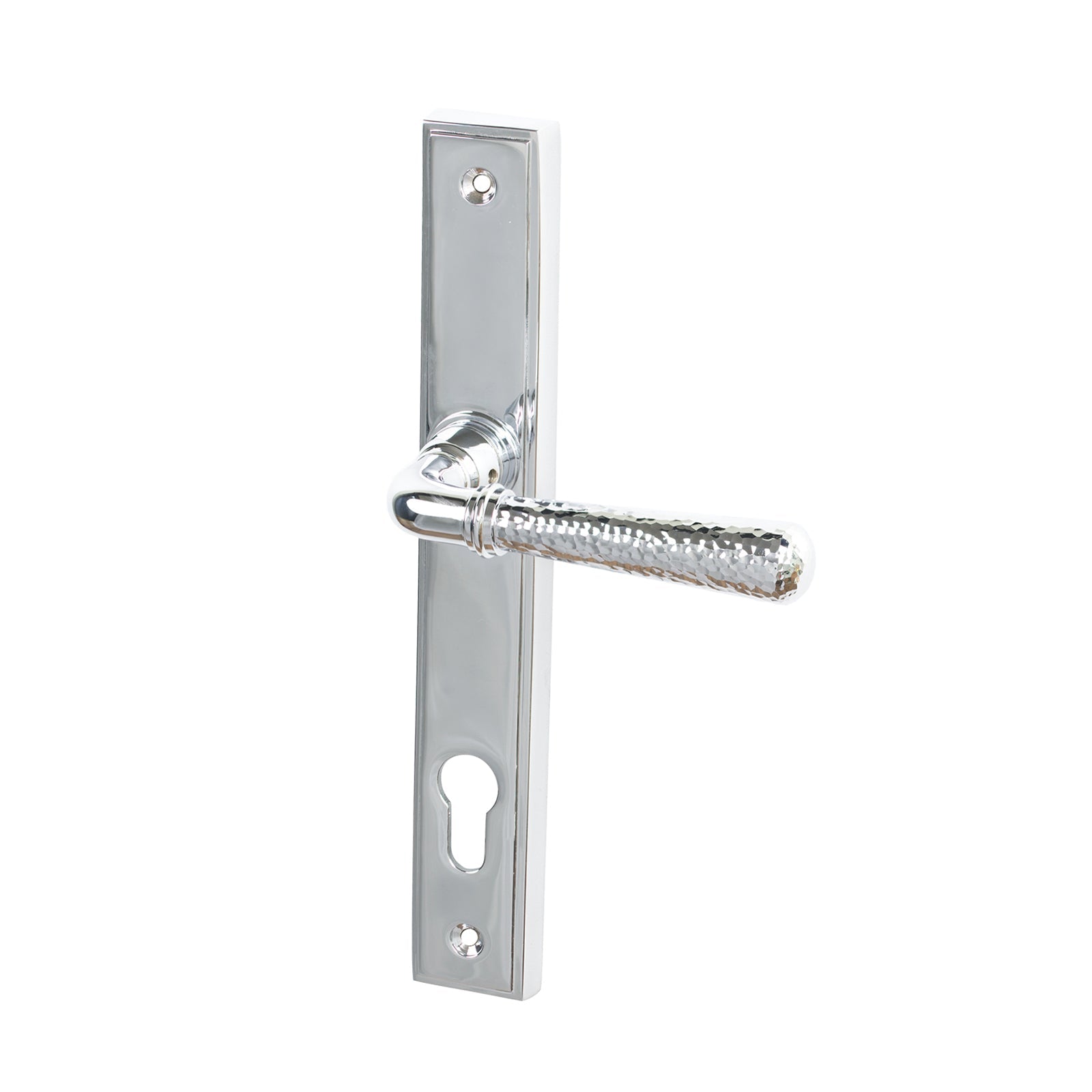 SHOW Polished Chrome Hammered Newbury Slimline Multipoint Door Handle