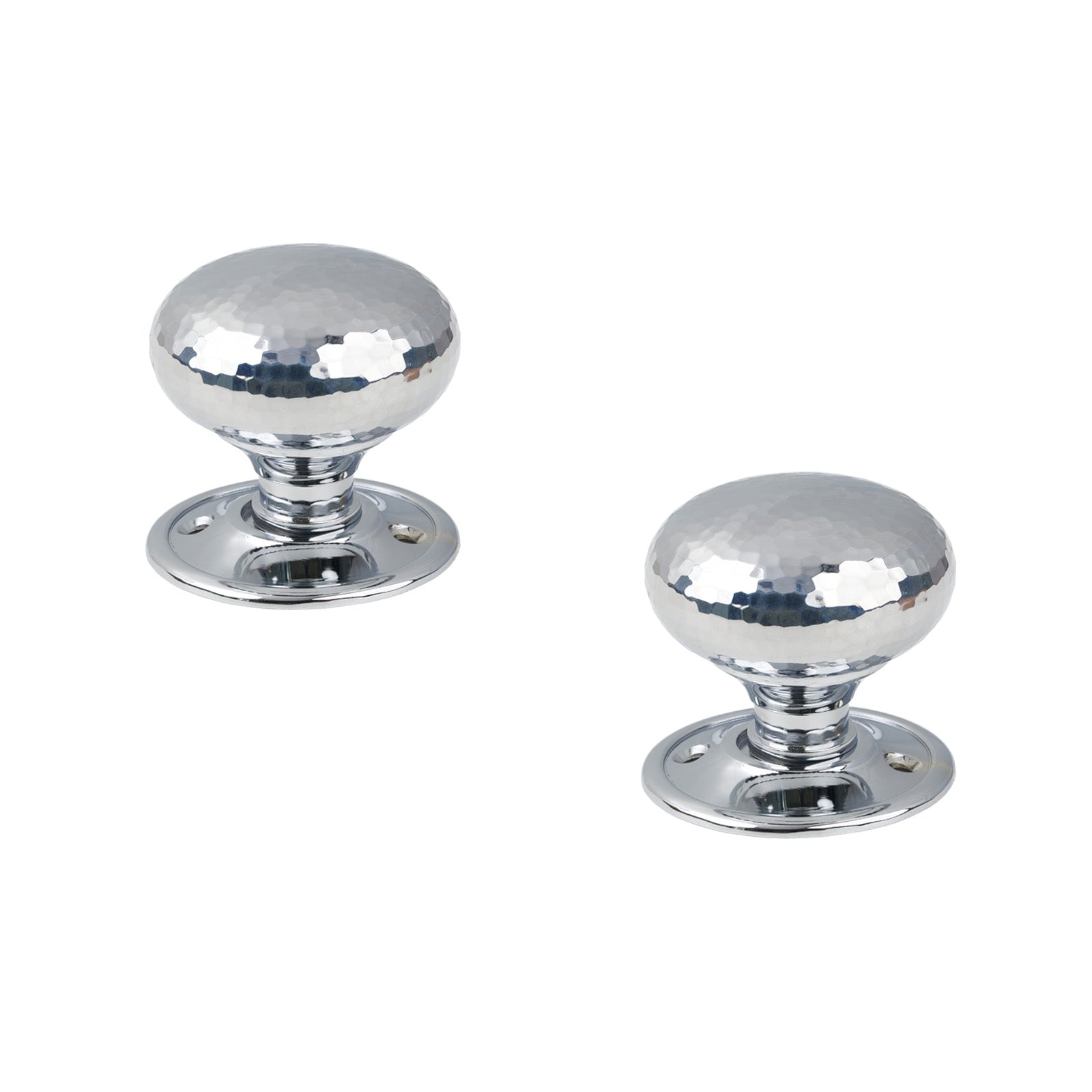 Polished Chrome Hammered Mushroom Mortice Knobs