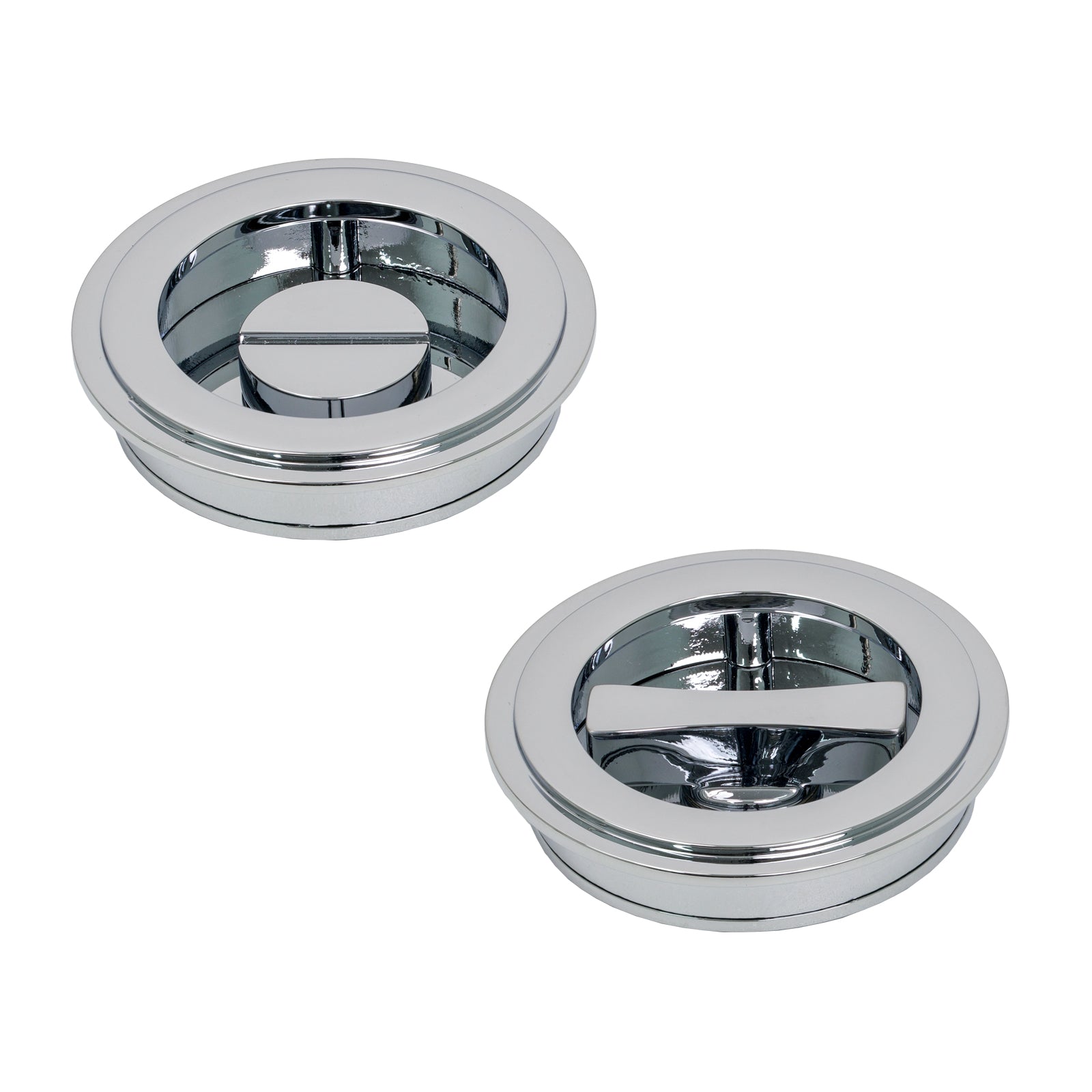 Polished Chrome Art Deco Round Pull - Privacy