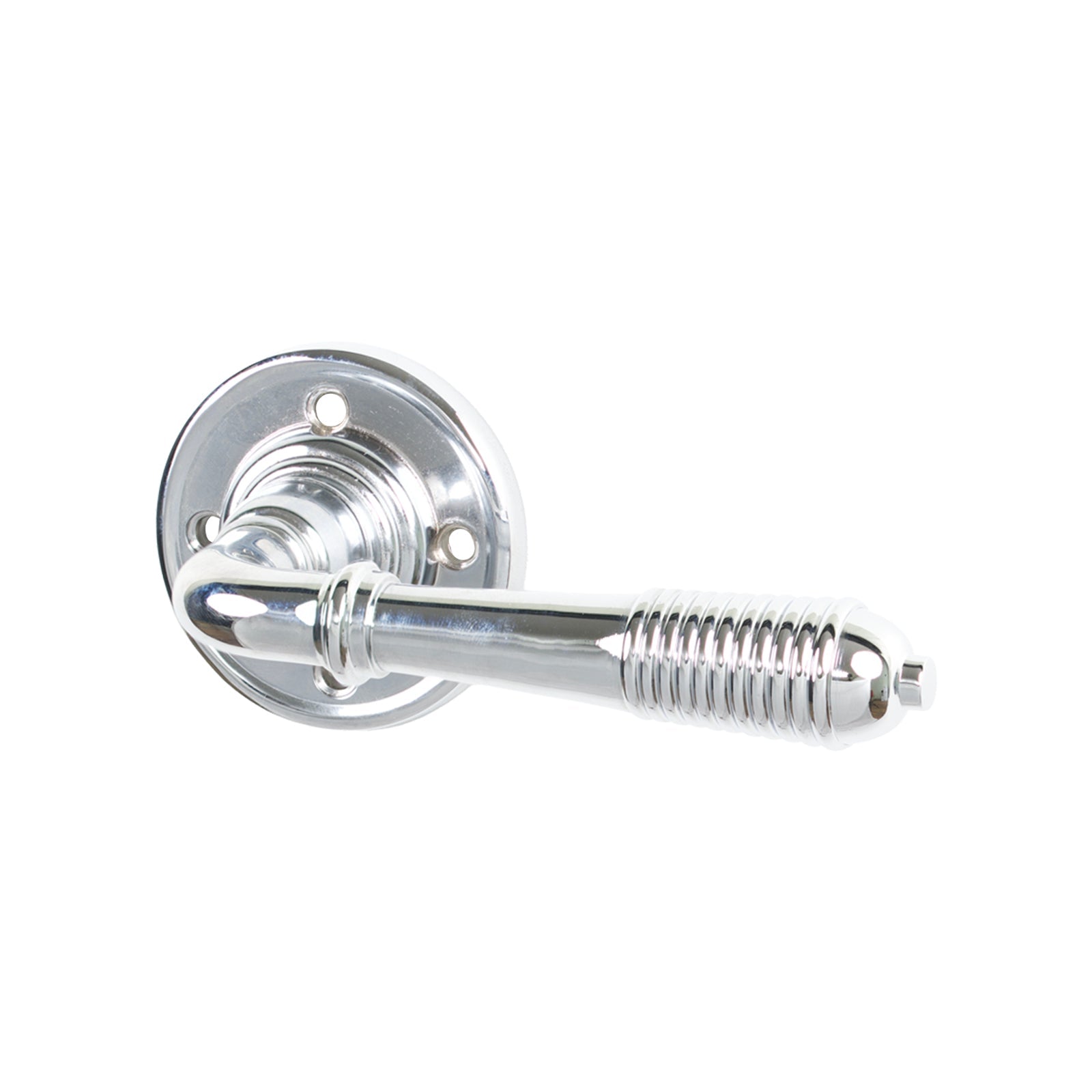 Polished Chrome Reeded Lever on Rose Handles