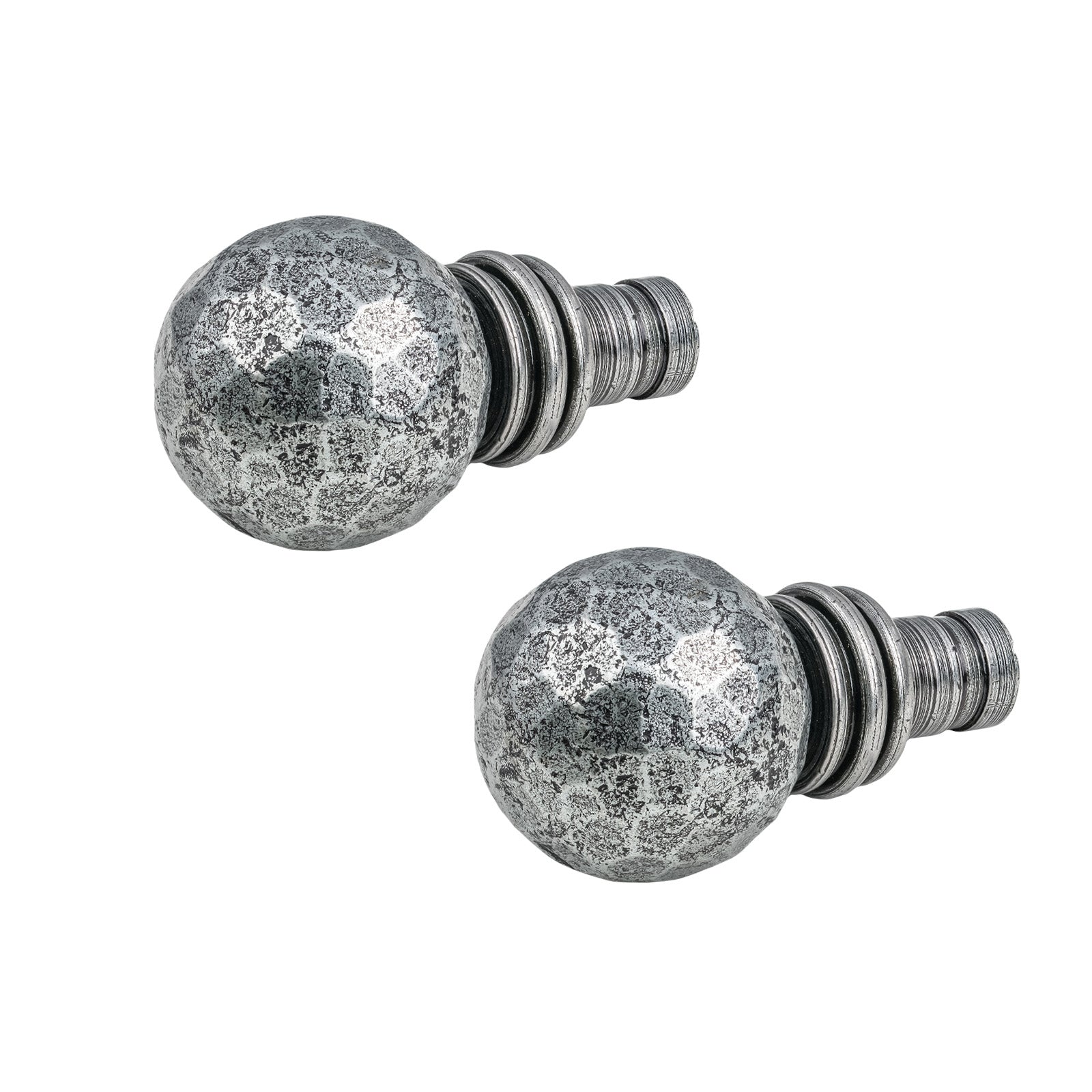 Pewter Hammered Ball Curtain Finial - Pair