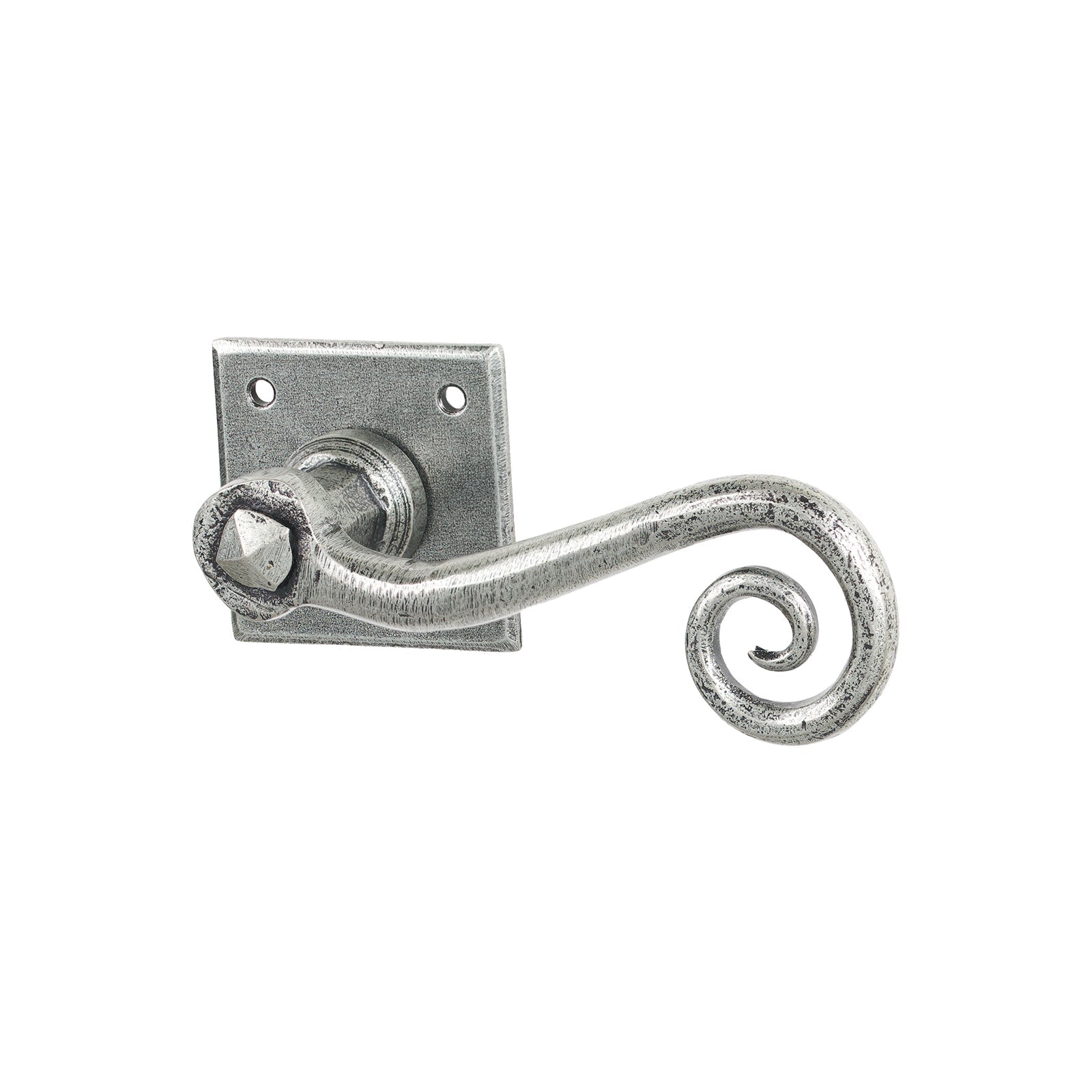 Pewter Monkeytail Lever on Diamond Rose Handles