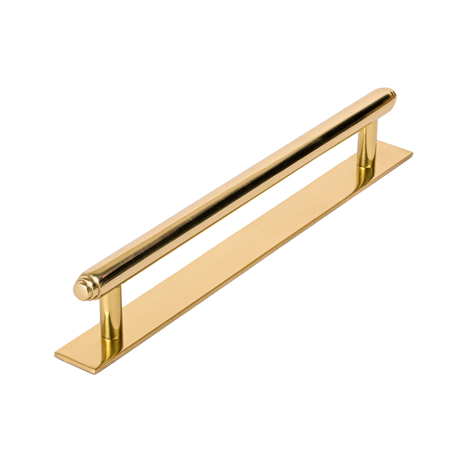 Image of Polished Brass Step Pull Handles On Backplate