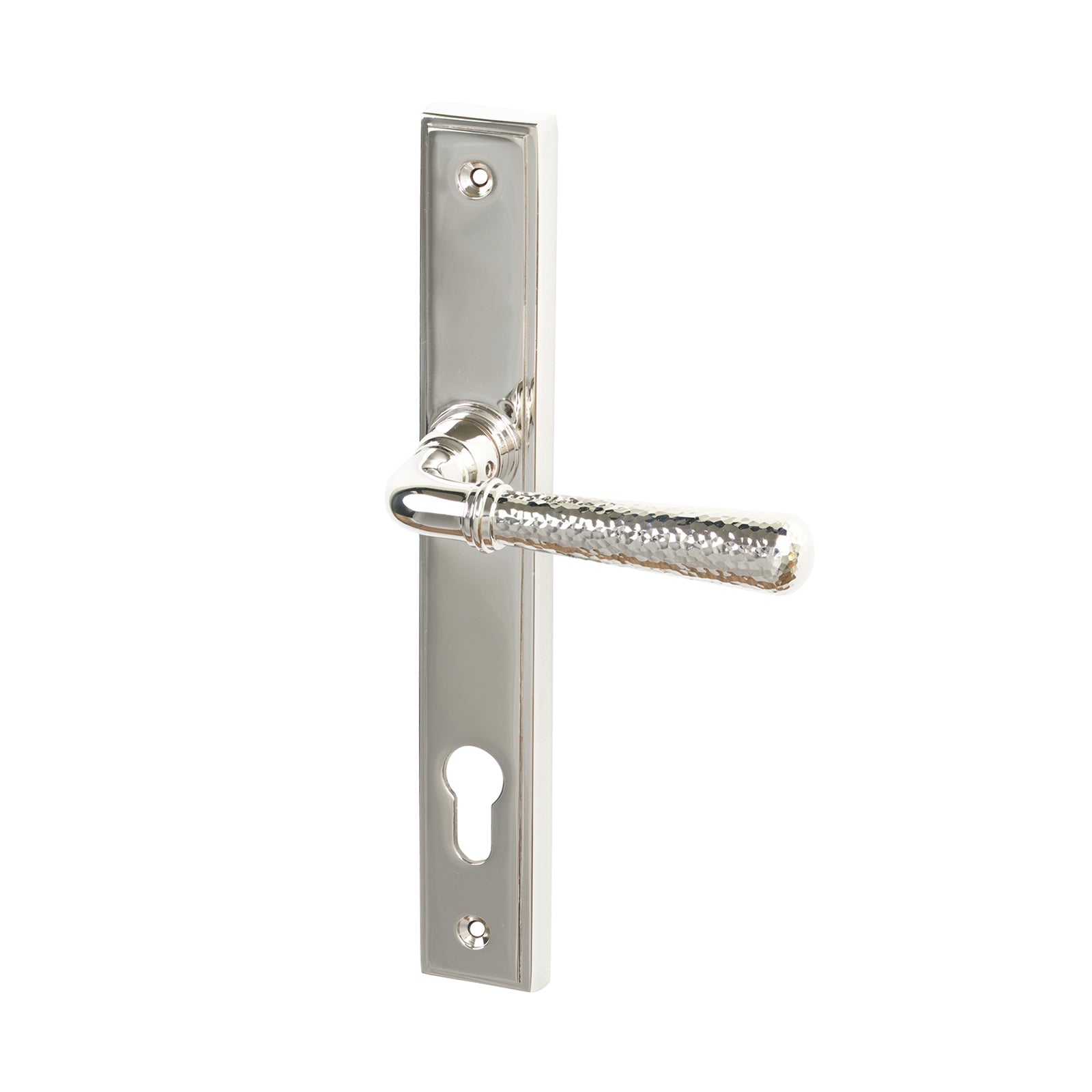 SHOW Polished Nickel Hammered Newbury Slimline Multipoint Door Handle