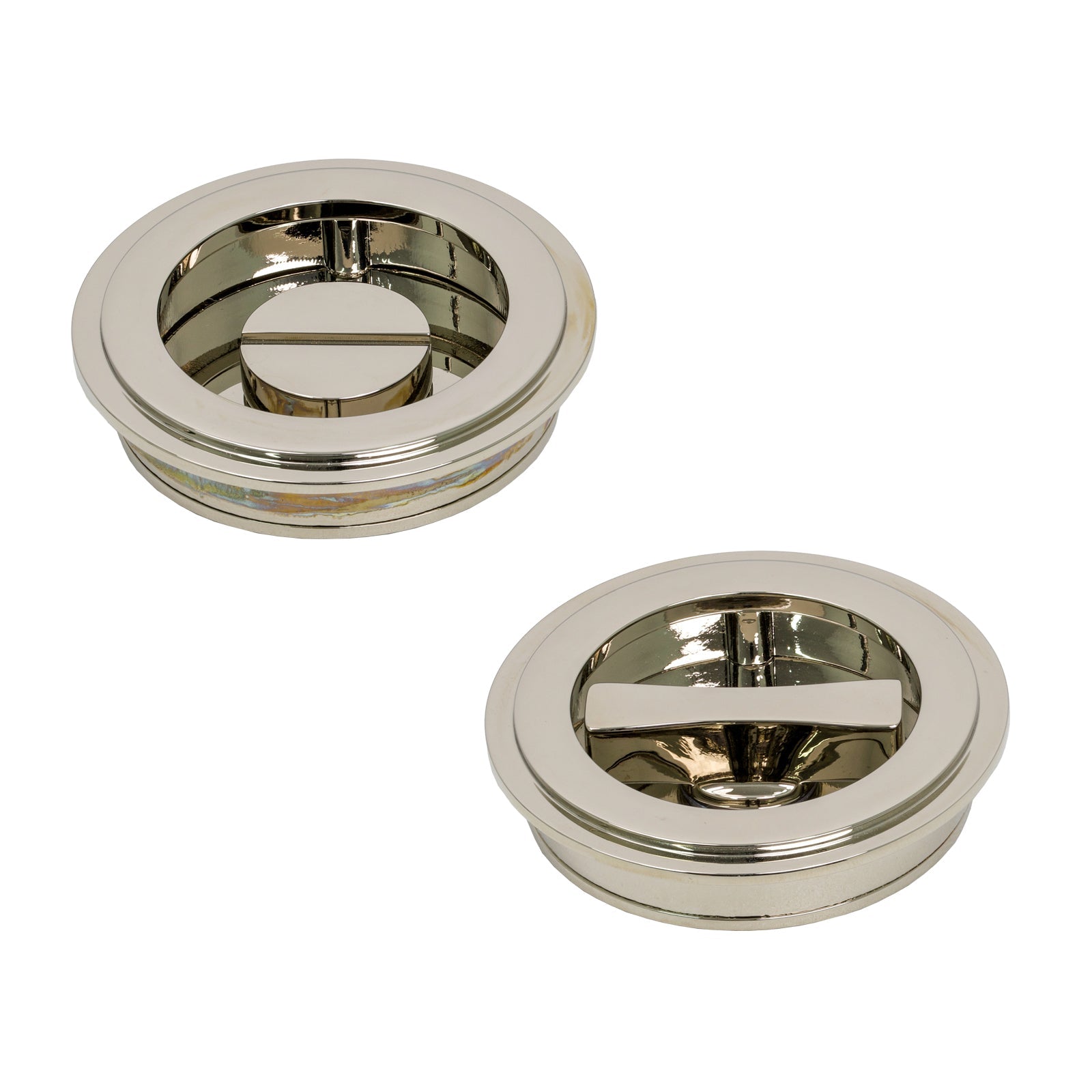 Polished Nickel Art Deco Round Pull - Privacy