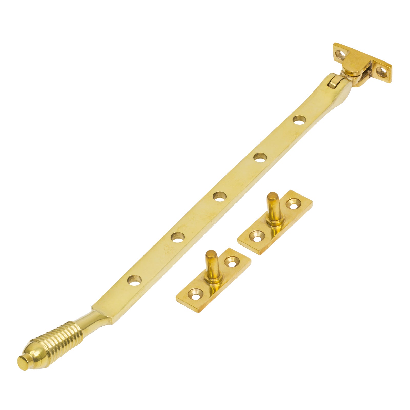 12 Inch Polished Brass Reeded Window Stay