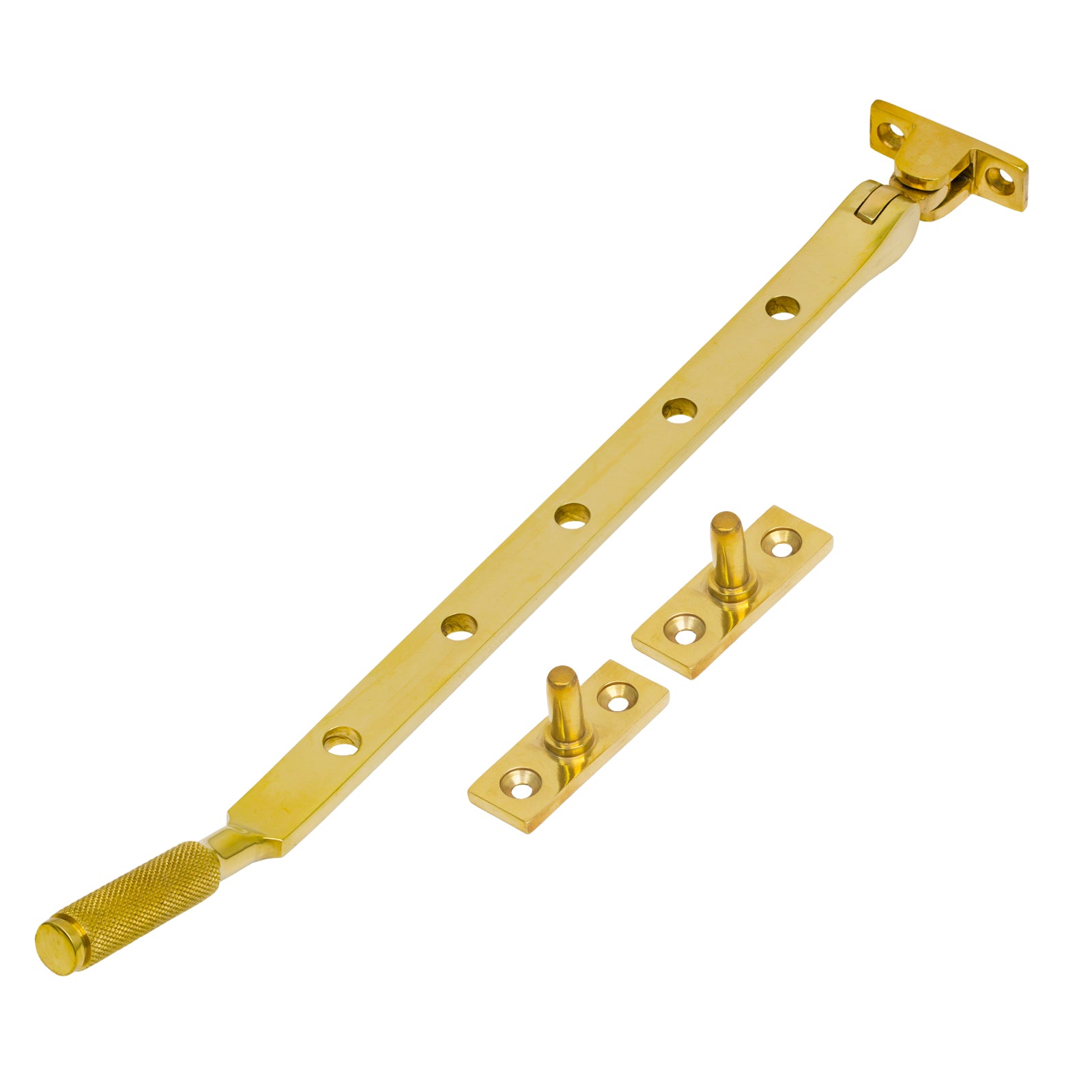 12 Inch Polished Brass Brompton Window Stay