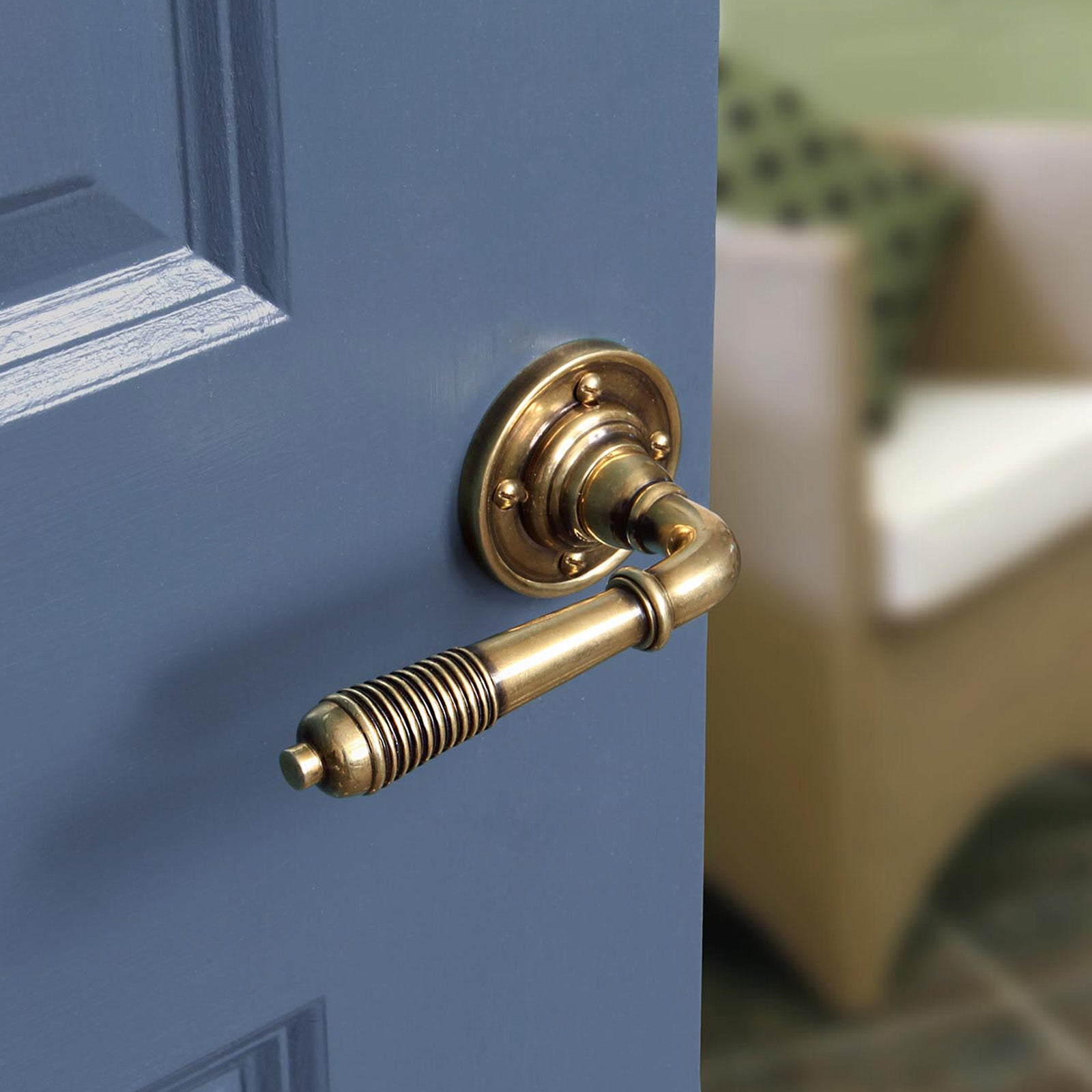 SHOW Hover Image of Reeded Lever on Rose Handles