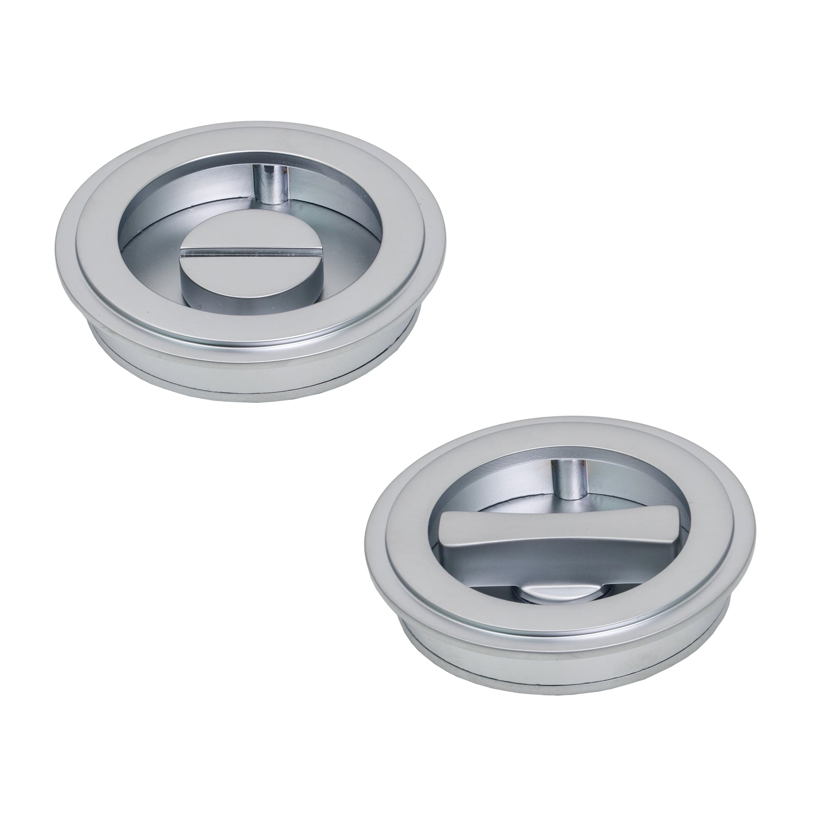 Satin Chrome Art Deco Round Pull - Privacy