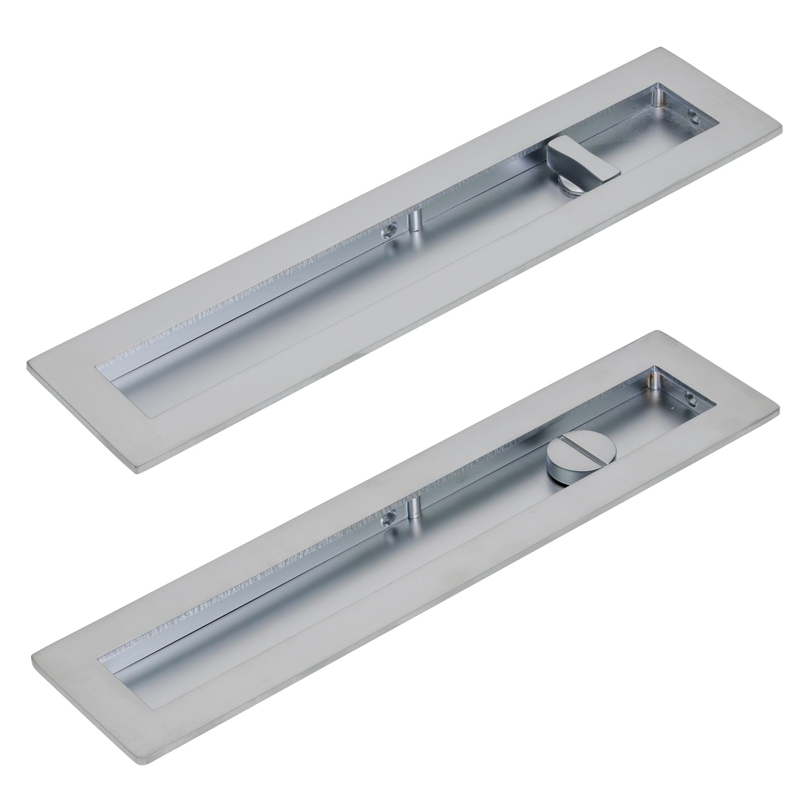 250mm Satin Chrome Plain Rectangular Flush Pull - Privacy Set