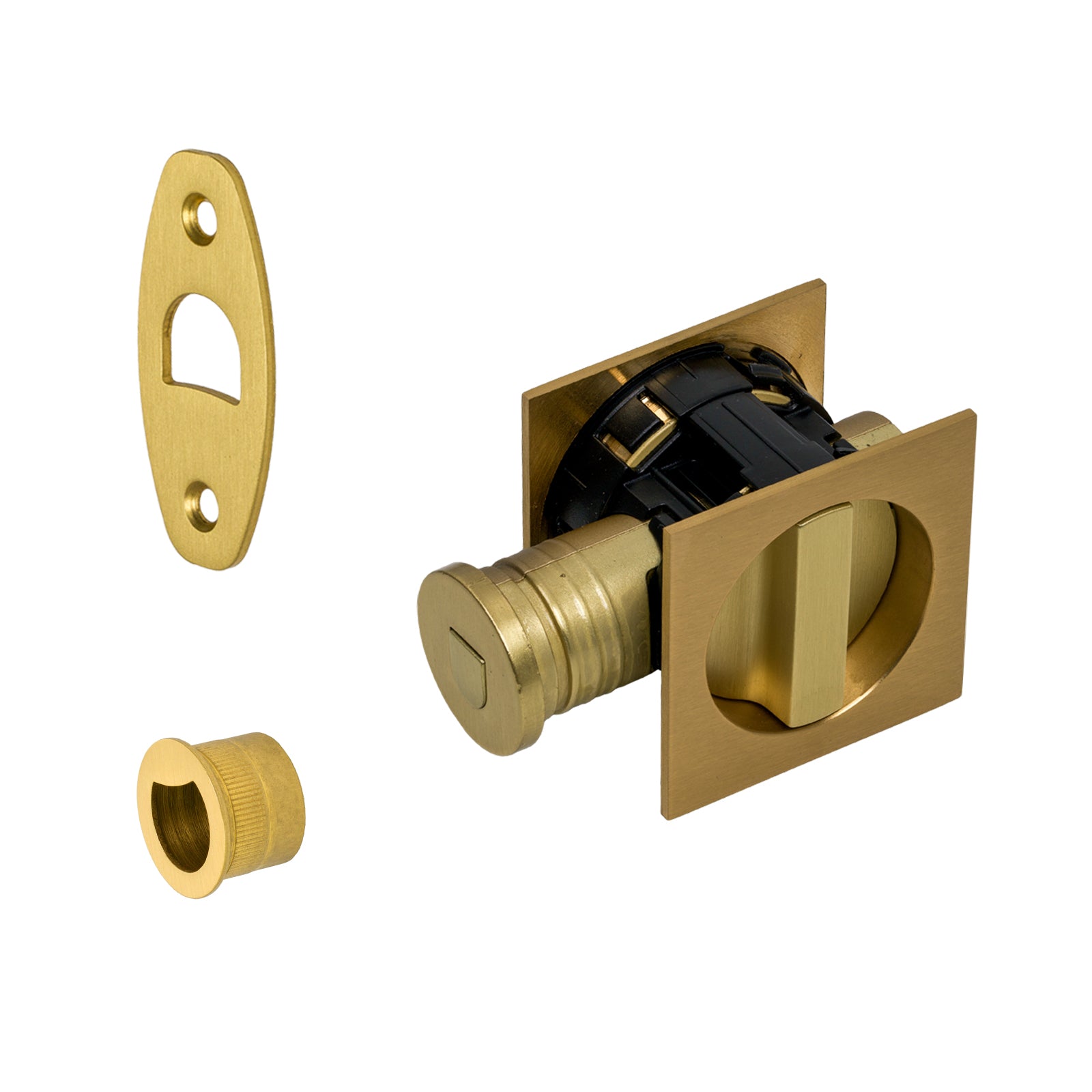 SHOW Satin Brass Square Tubular Privacy Lock