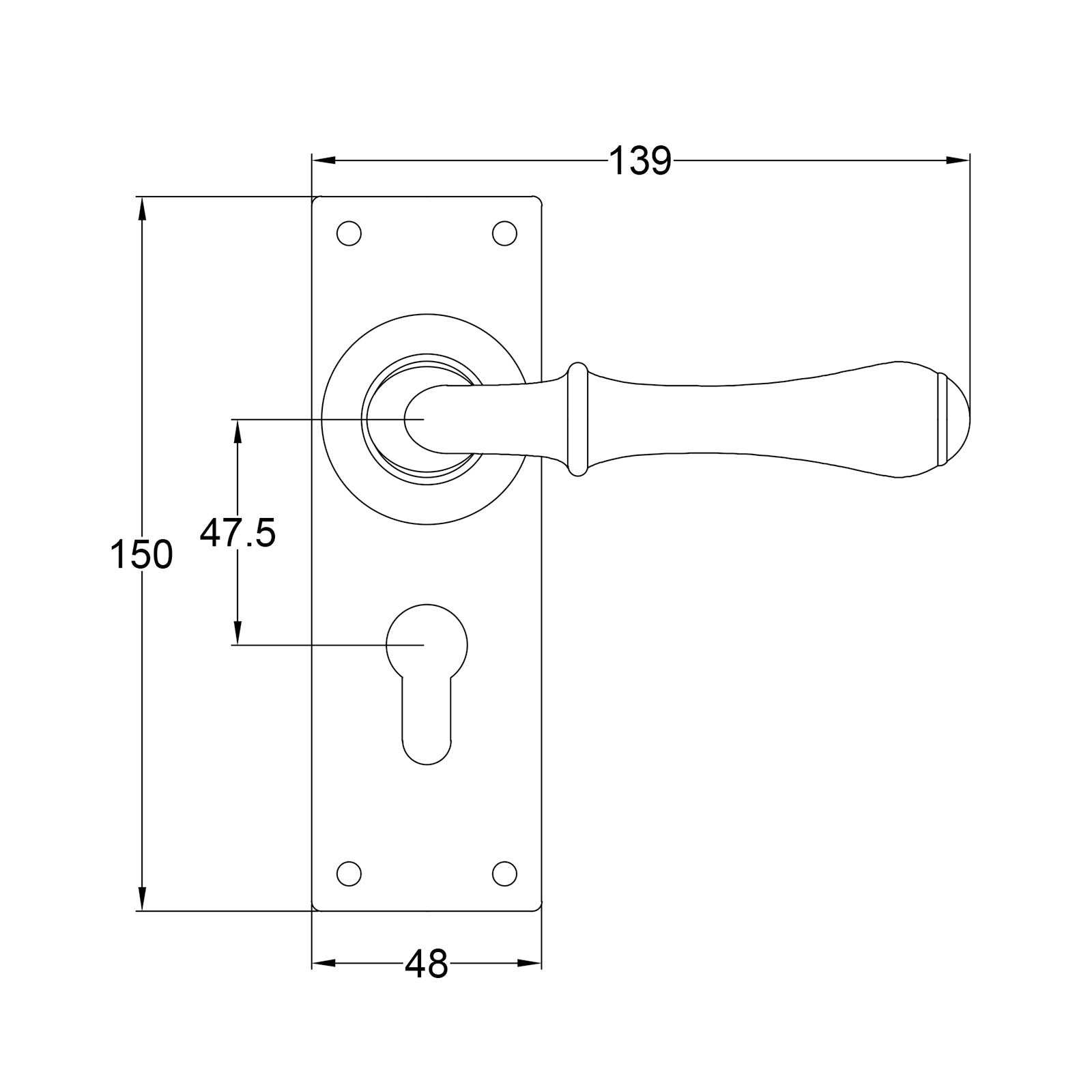 Derwent Pewter Door Handles On Narrow Backplate Euro Drawing SHOW