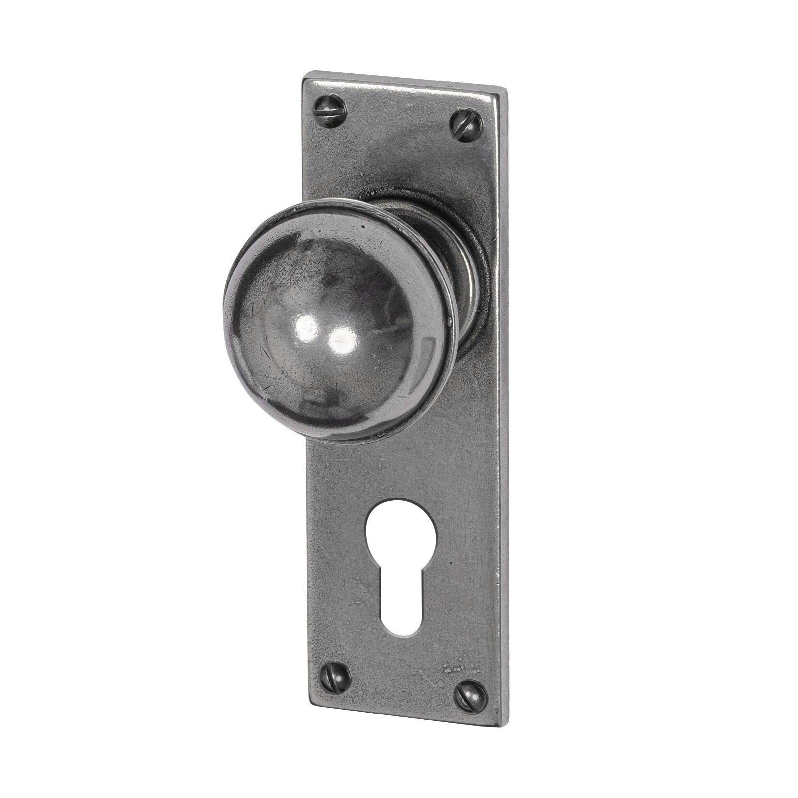 Pelton Pewter Door Knobs On Narrow Backplate euro