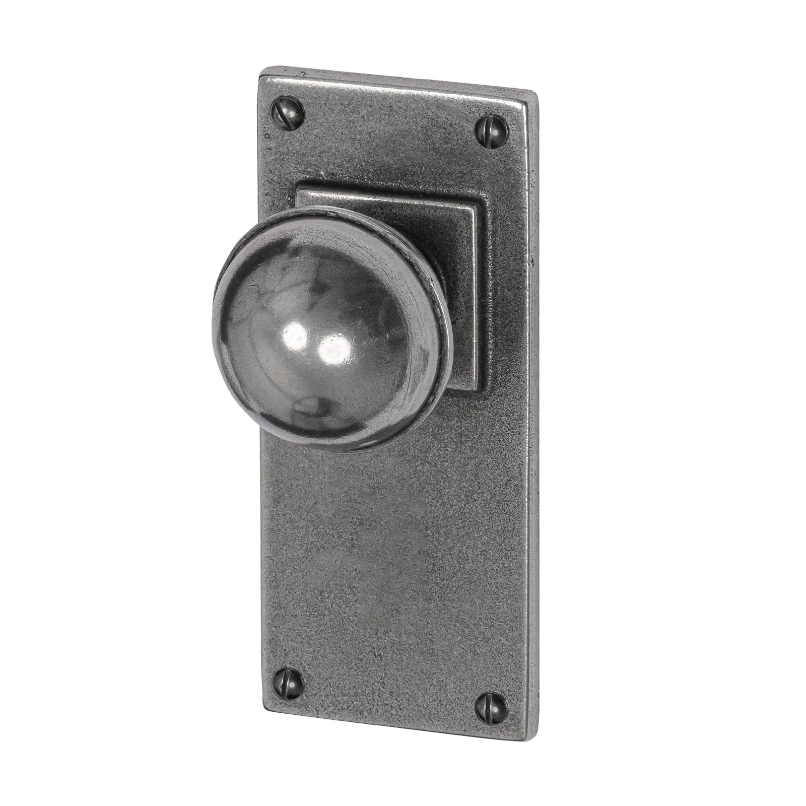 Pelton Pewter Door Knobs On Wide Backplate long latch