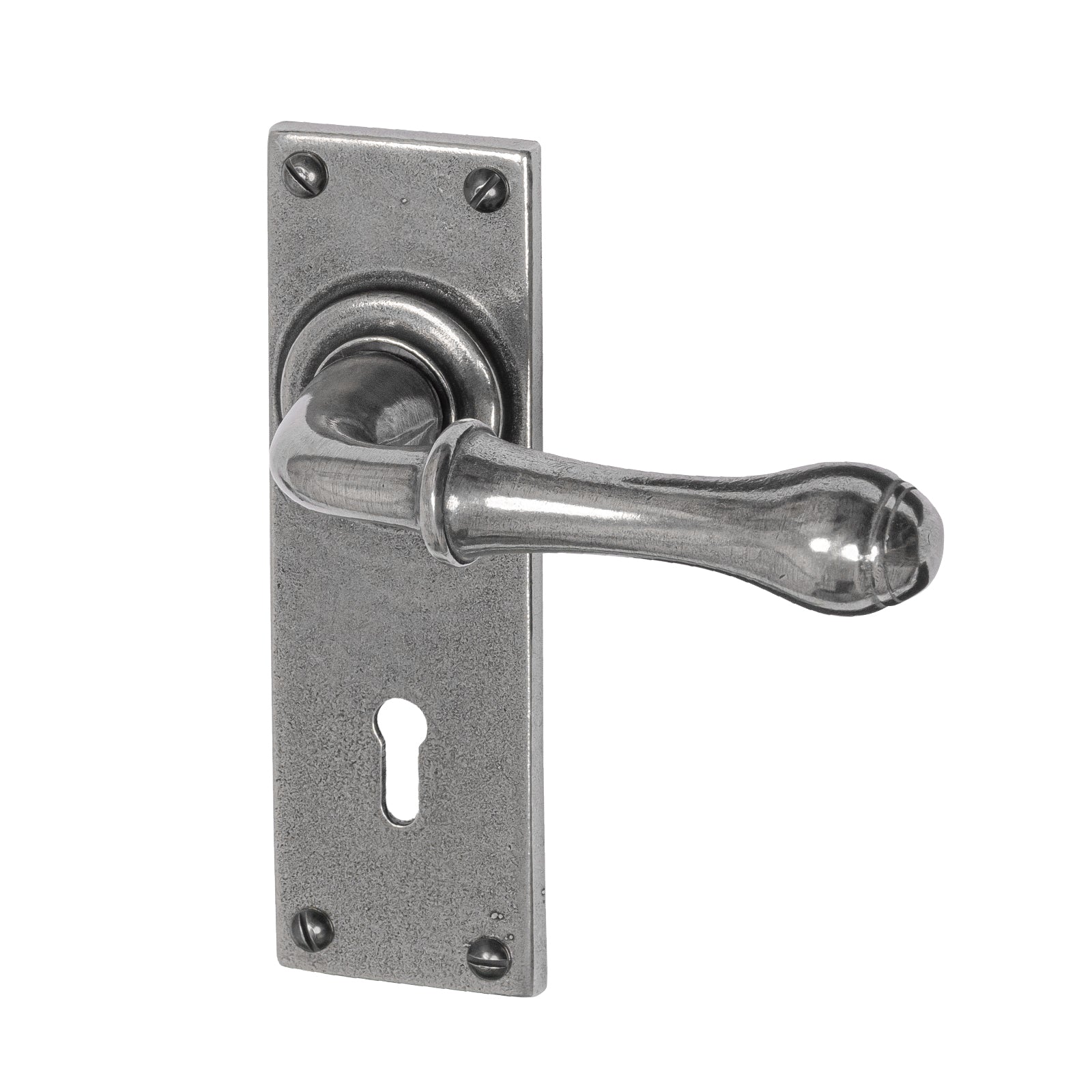 made in UK pewter lock door handle